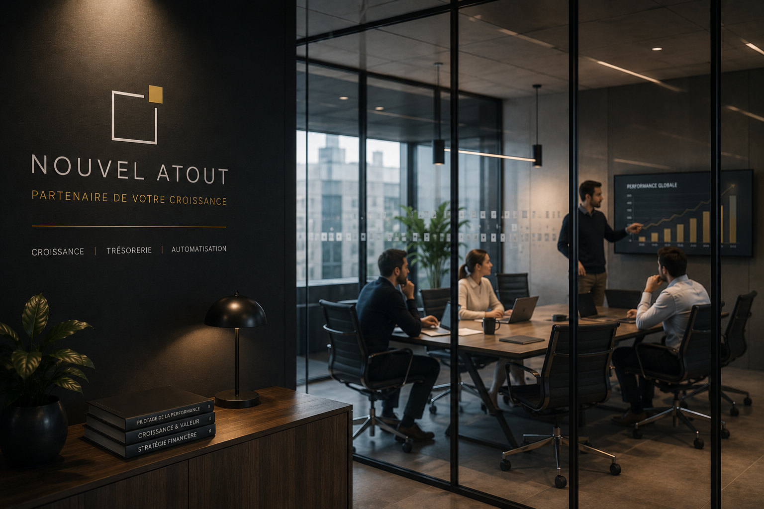 Réunion de travail dans une PME française moderne